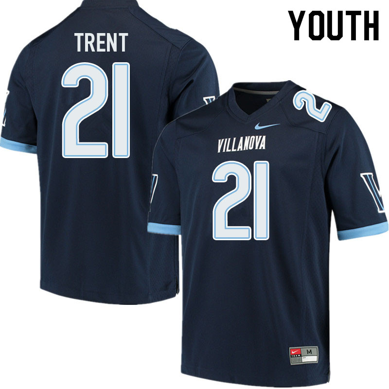 Youth #21 Elijah Trent Villanova Wildcats College Football Jerseys Sale-Navy